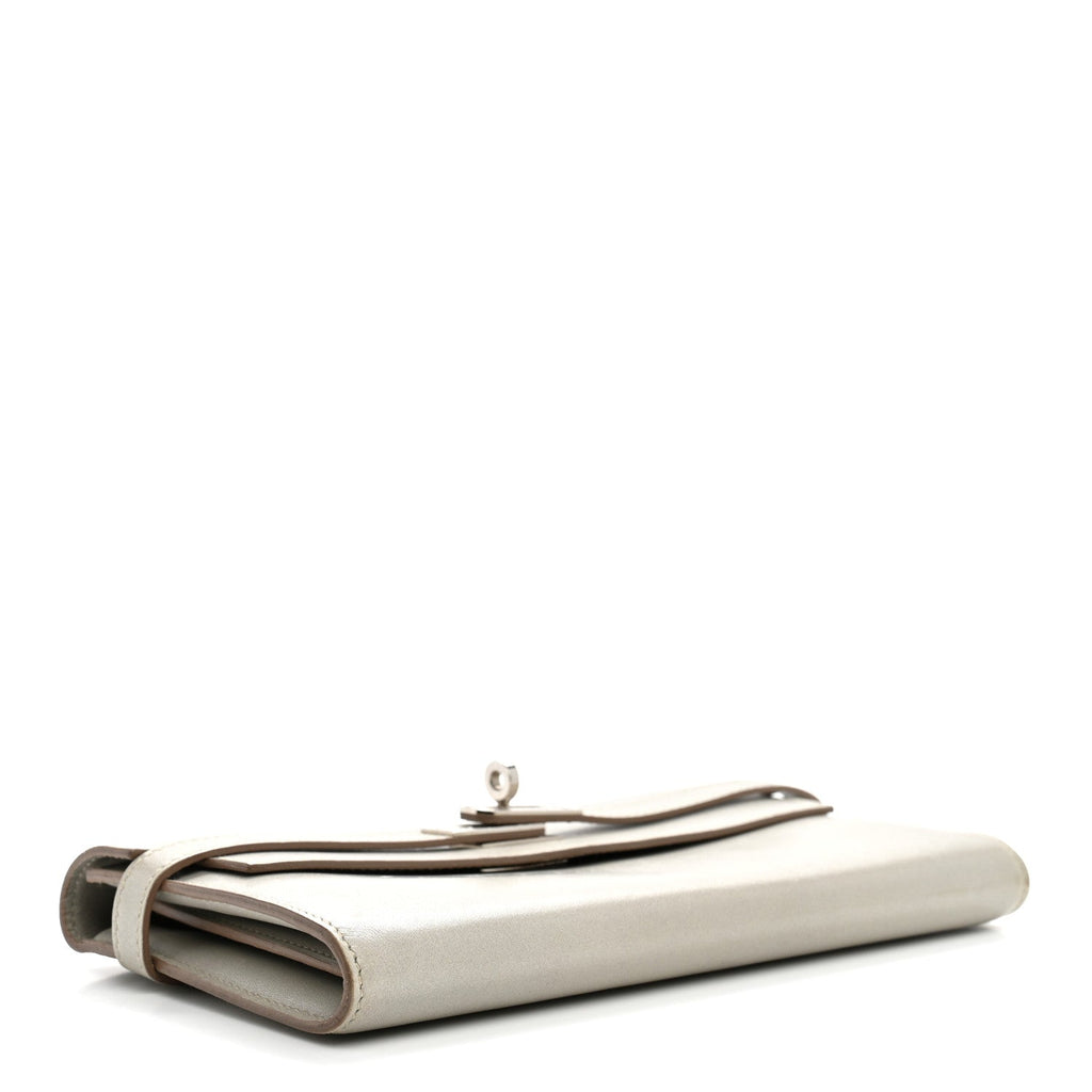 Box Guilloche Kelly Longue Wallet Gris Perle