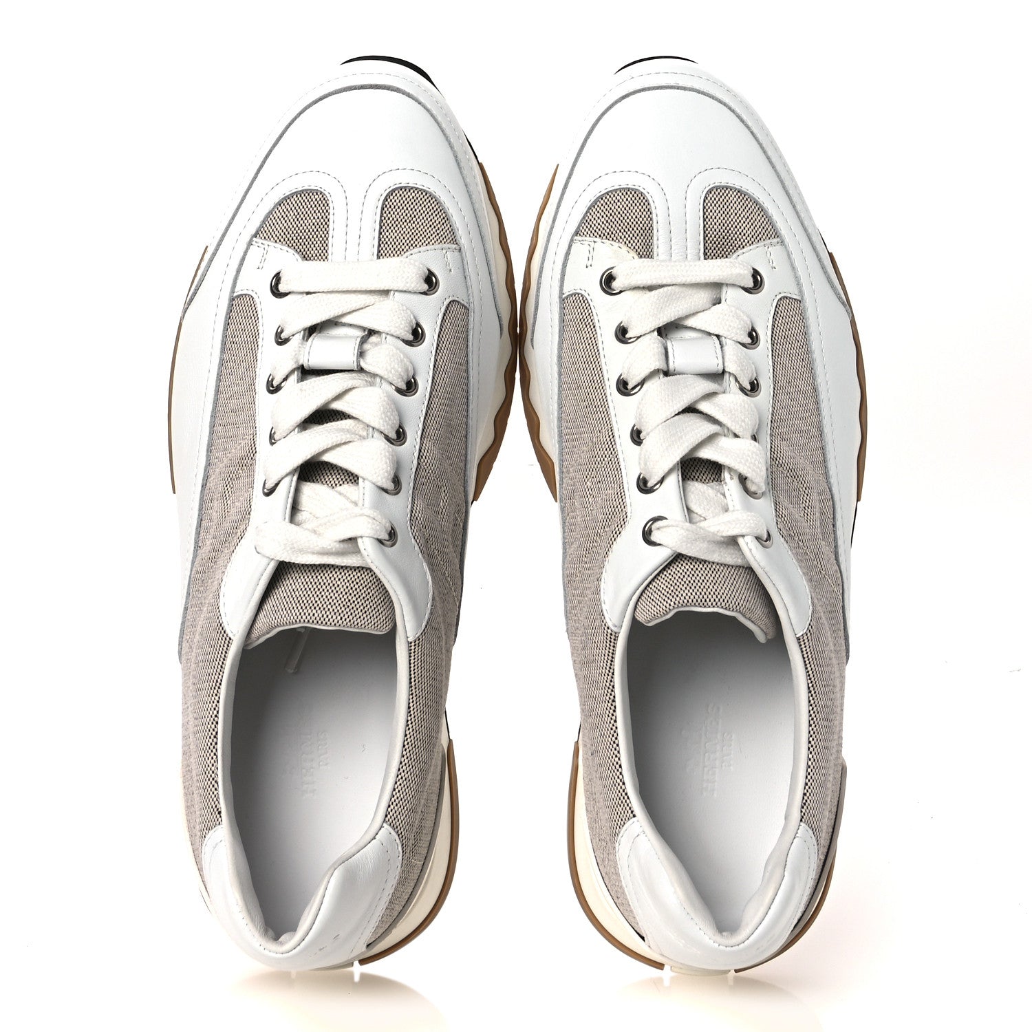 Canvas Calfskin Mens Trail Sneakers 41.5 Prunoir White