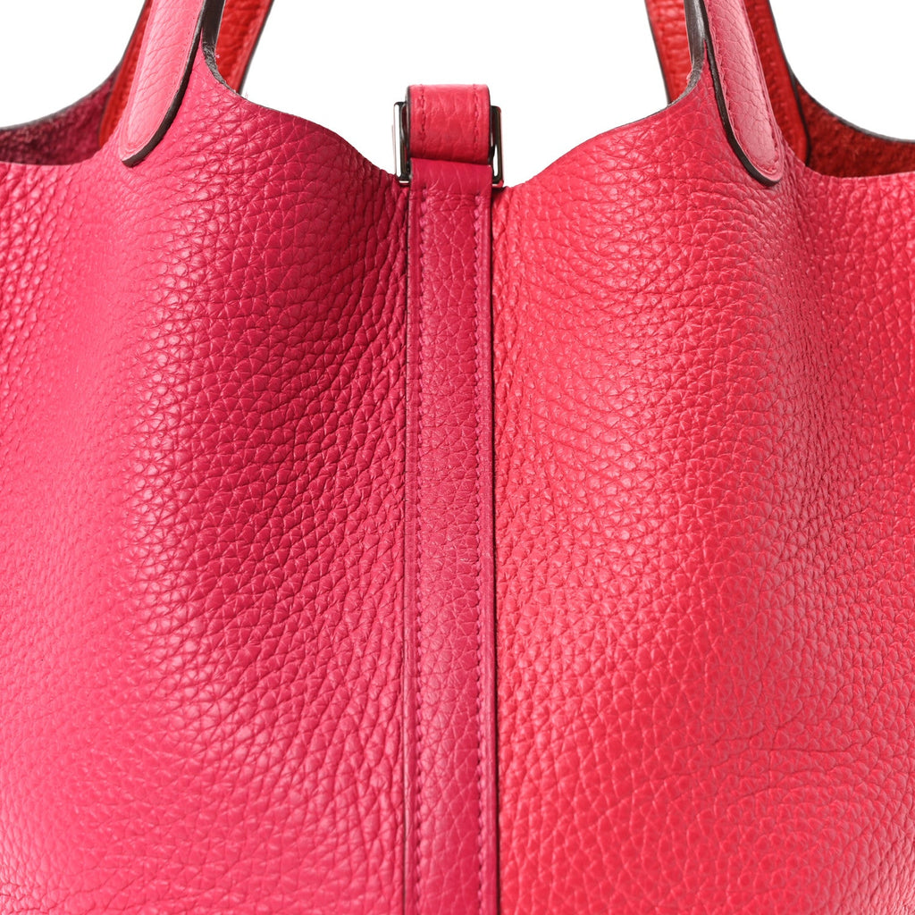 Taurillon Clemence Tri-Color Picotin Lock 18 PM Rose Extreme Rose Mexico Rouge De Coeur