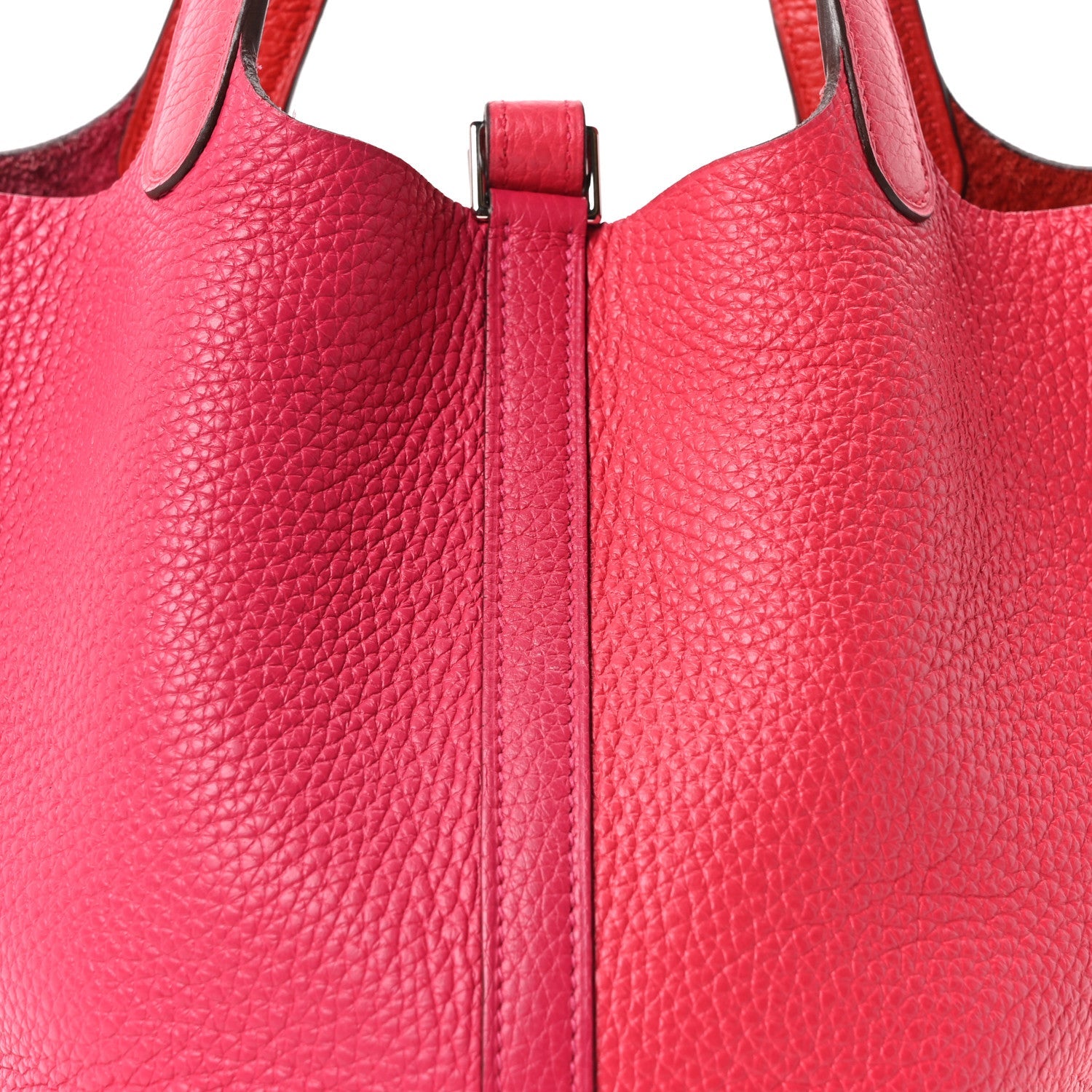 Taurillon Clemence Tri-Color Picotin Lock 18 PM Rose Extreme Rose Mexico Rouge De Coeur