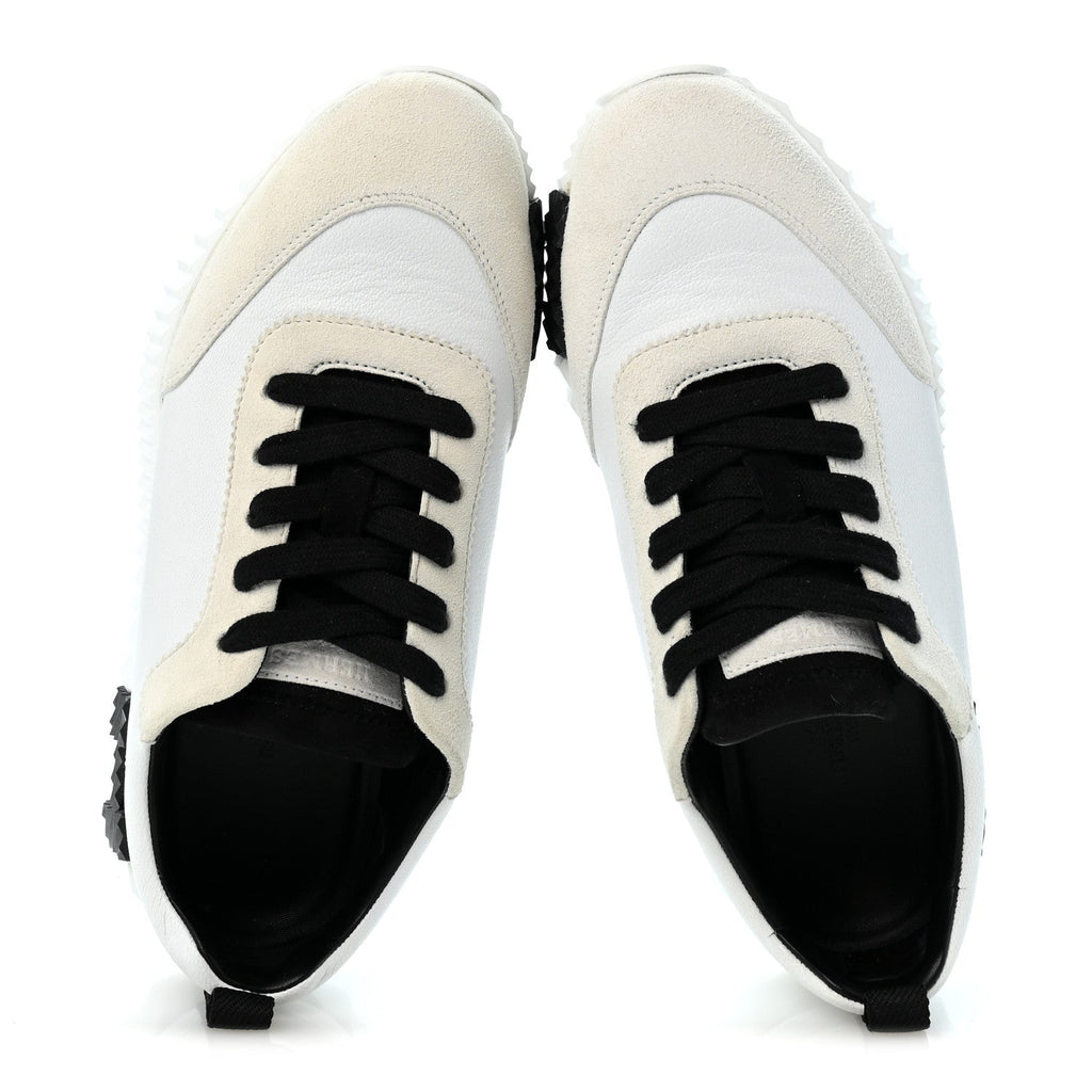 Calfskin Suede Goatskin Bouncing Sneakers 36.5 White Black