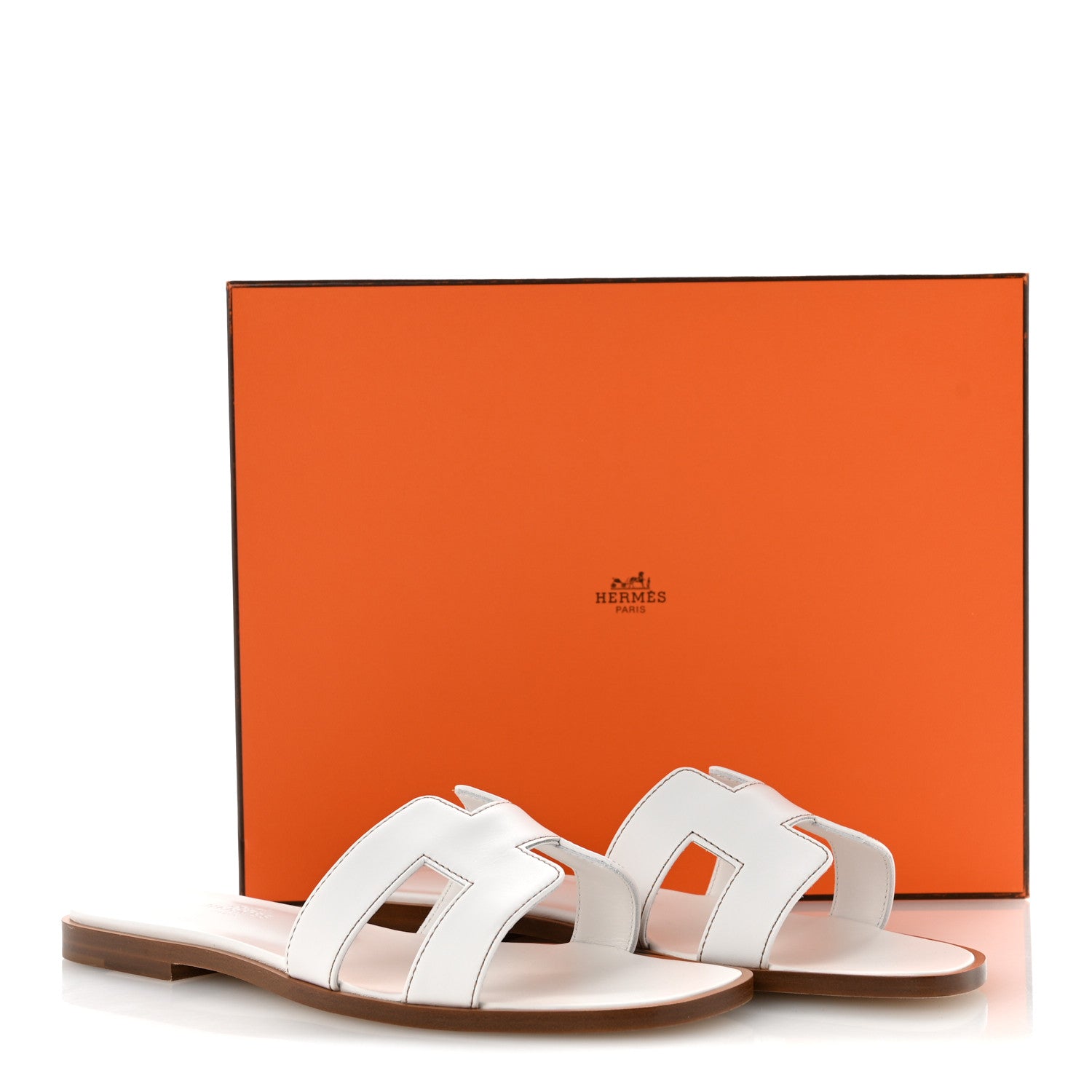 Box Calfskin Oran Sandals 36 White