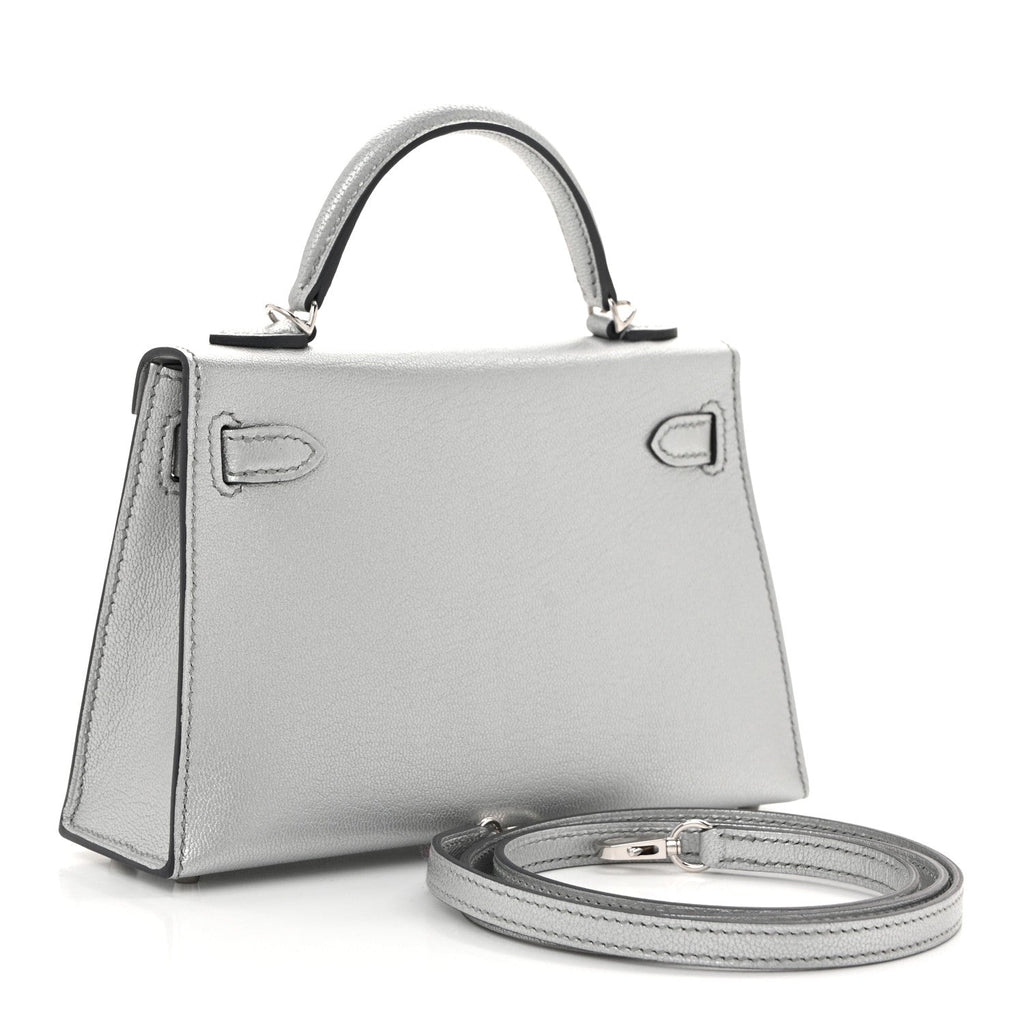 Metallic Chevre Chamkilight Mini Kelly Sellier 20 Argent
