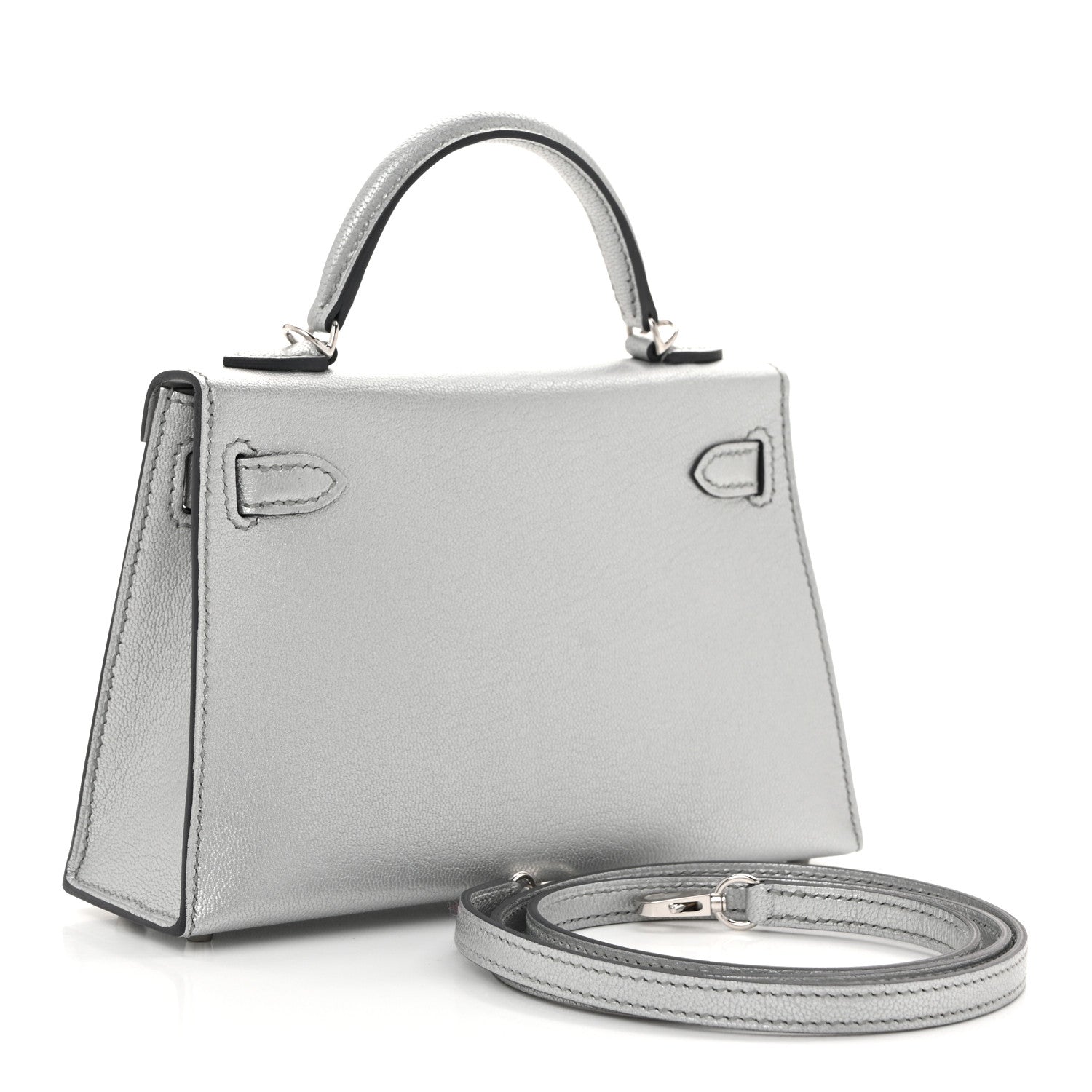 Metallic Chevre Chamkilight Mini Kelly Sellier 20 Argent