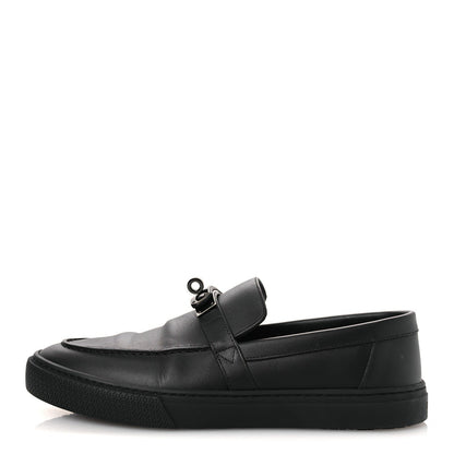 Calfskin Mens Game Slip On Sneakers Black