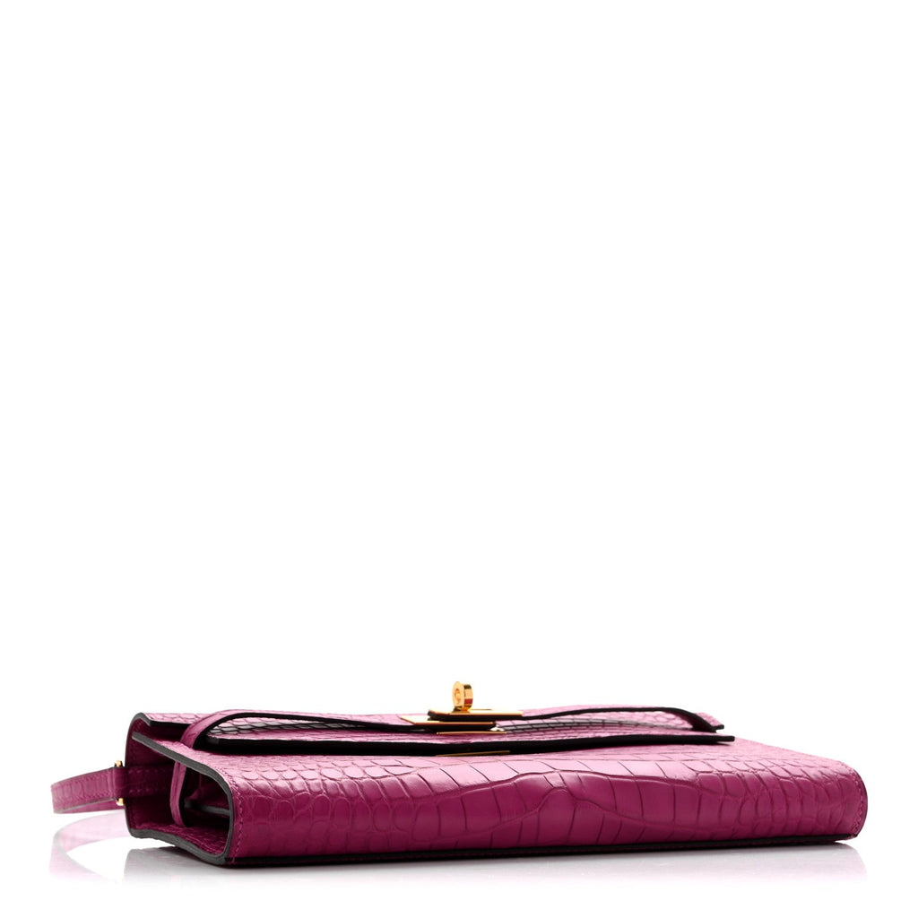 Matte Alligator Kelly Wallet To Go Rose Scheherazade