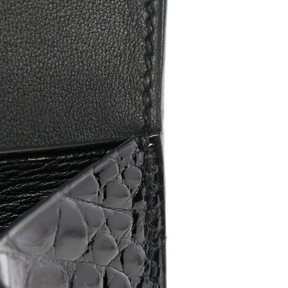 Shiny Alligator Constance Short Wallet Black