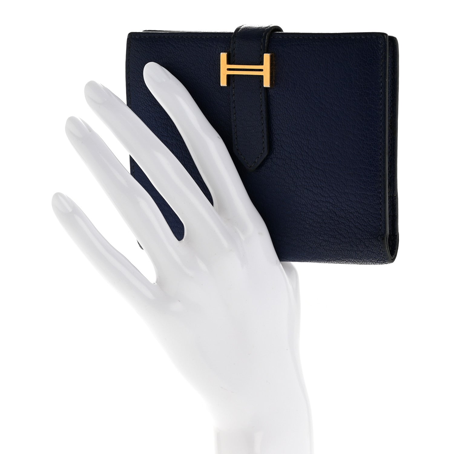 Chevre Mysore Bearn Compact Wallet Bleu Encre