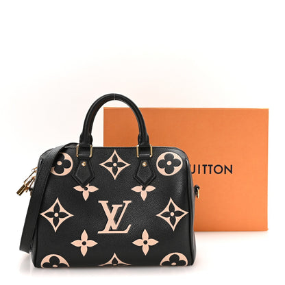 Empreinte Monogram Giant Speedy Bandouliere 25 Black Beige