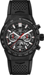 Tag Heuer Carrera Automatic Chronograph Black Dial Black Rubber Strap Watch for Men - CBG2A90.FT6173