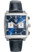 Tag Heuer Monaco Automatic Chronograph Blue Dial Blue Leather Strap Watch for Men - CBL2111.FC6453