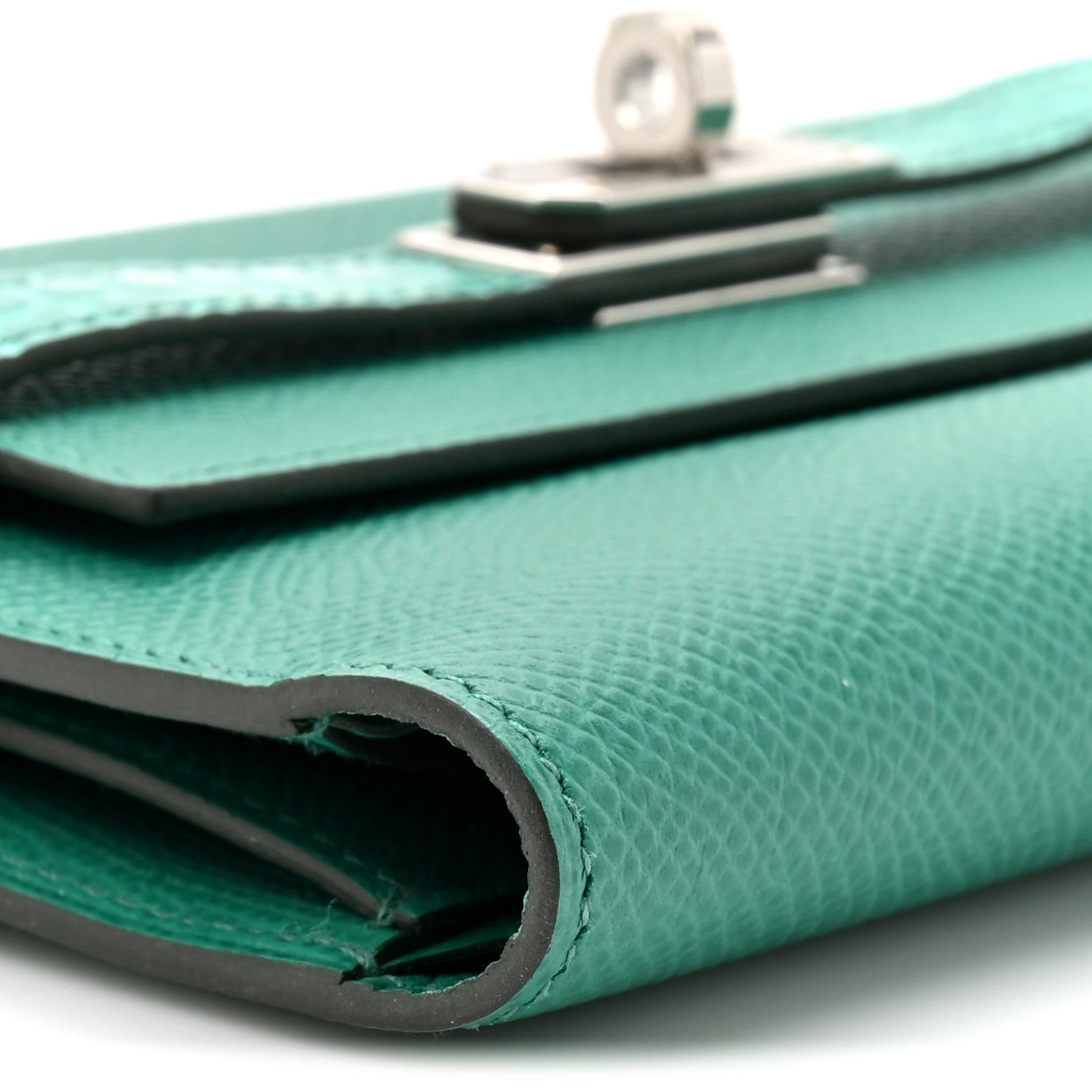Epsom Shiny Alligator Kelly Medium Wallet Vert Jade