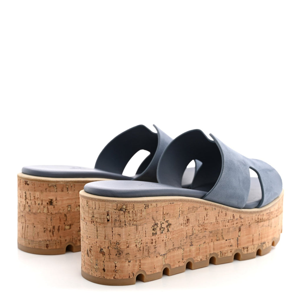 Suede Goatskin Cork Eze 30 Sandals 35 Bleu Grignon