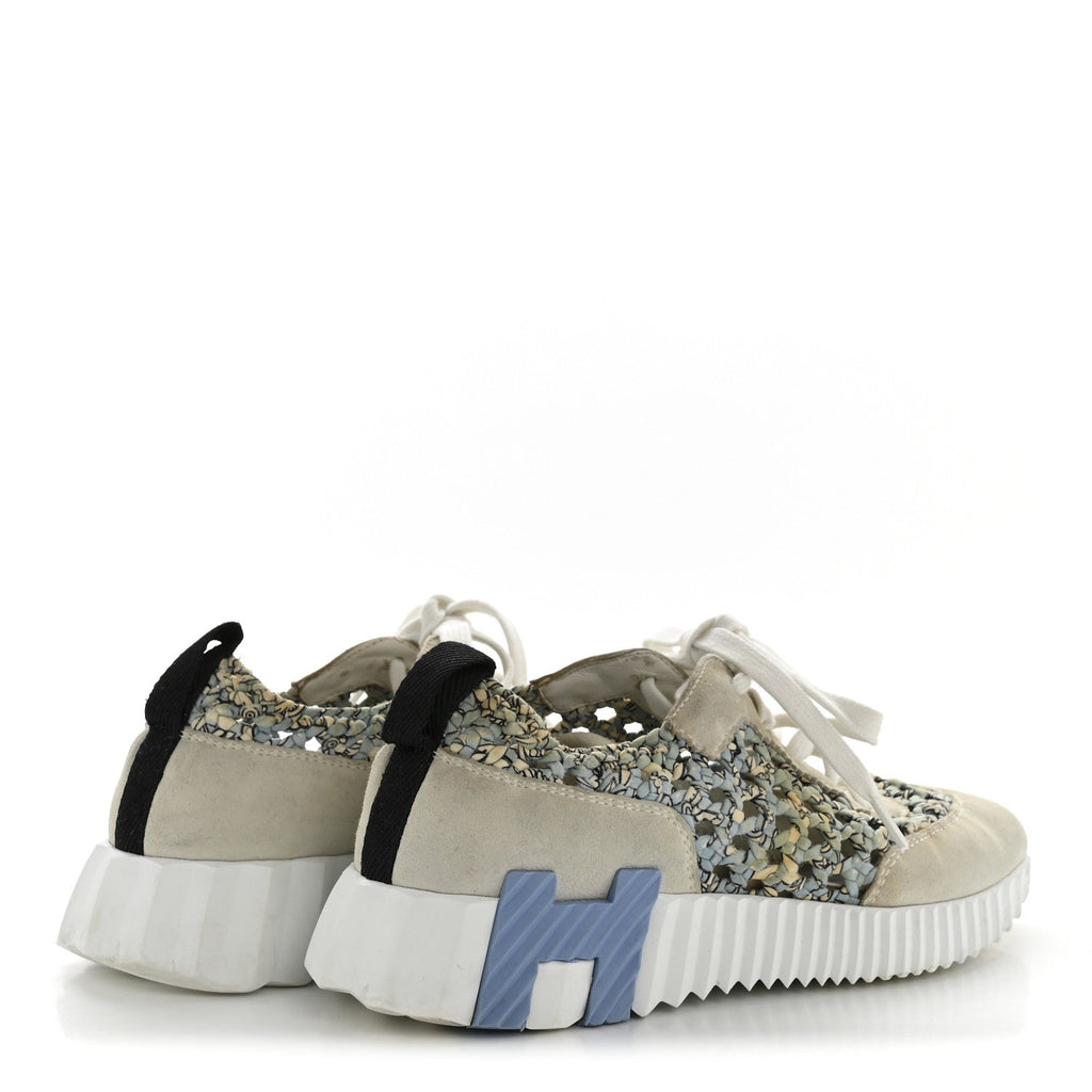 Braided Silk Suede Sneakers 35 Bleu Clair White