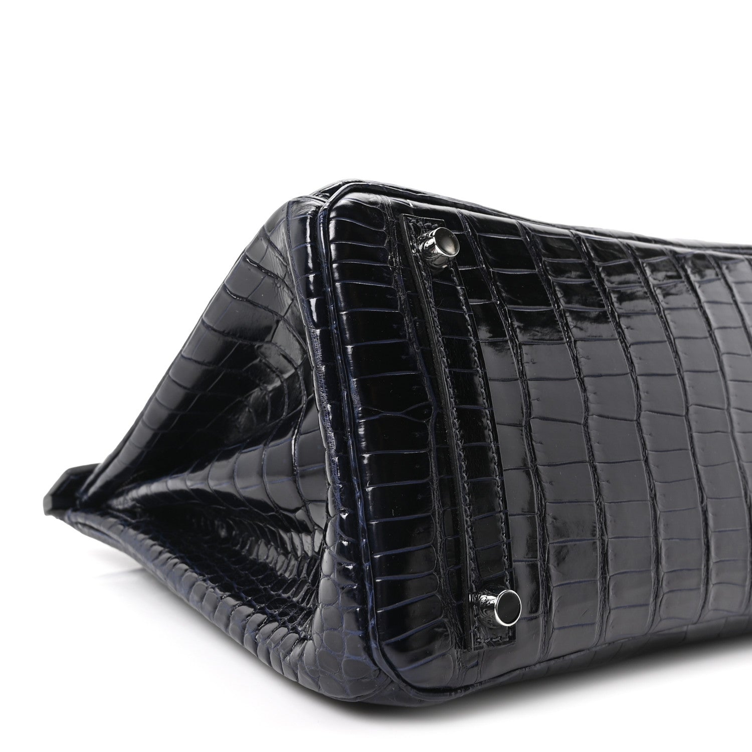 Shiny Porosus Crocodile Birkin 30 Bleu Marine
