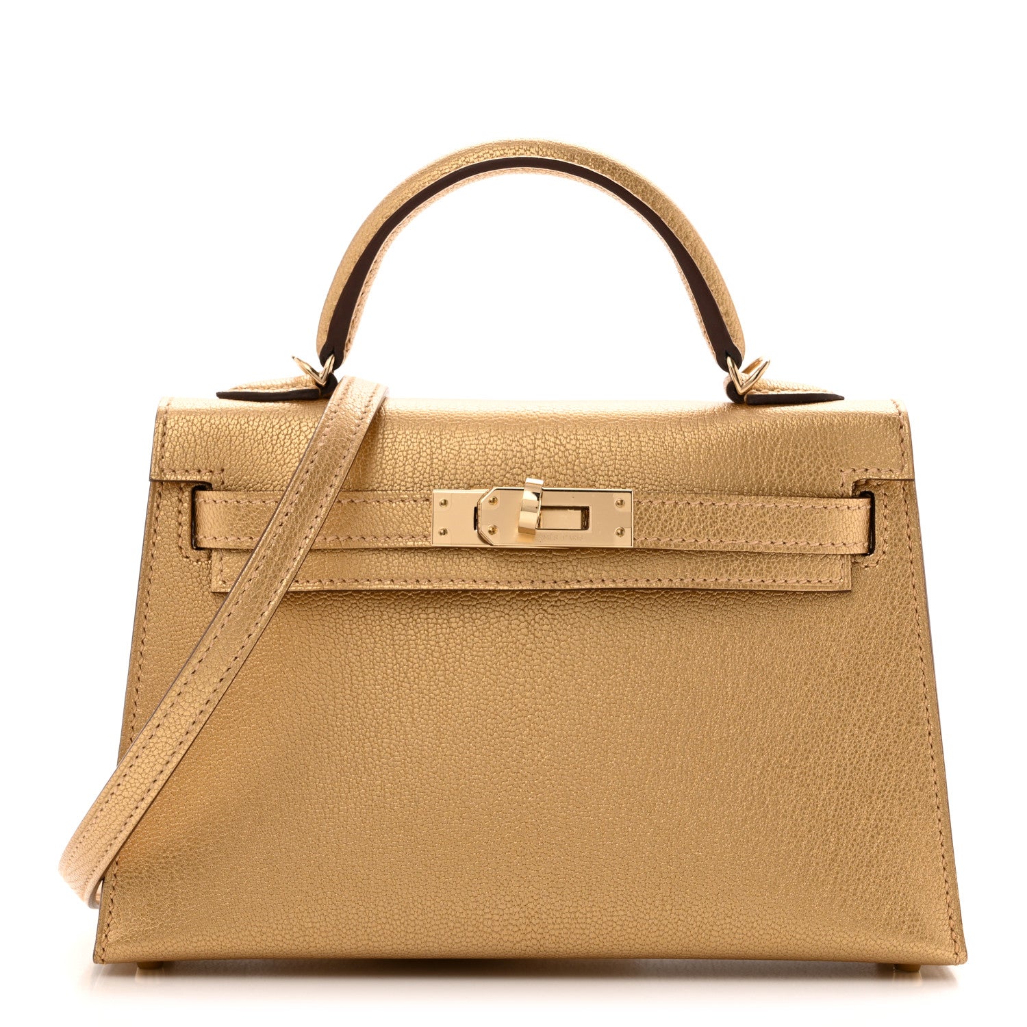 Metallic Chevre Chamkilight Mini Kelly Sellier 20 Dore