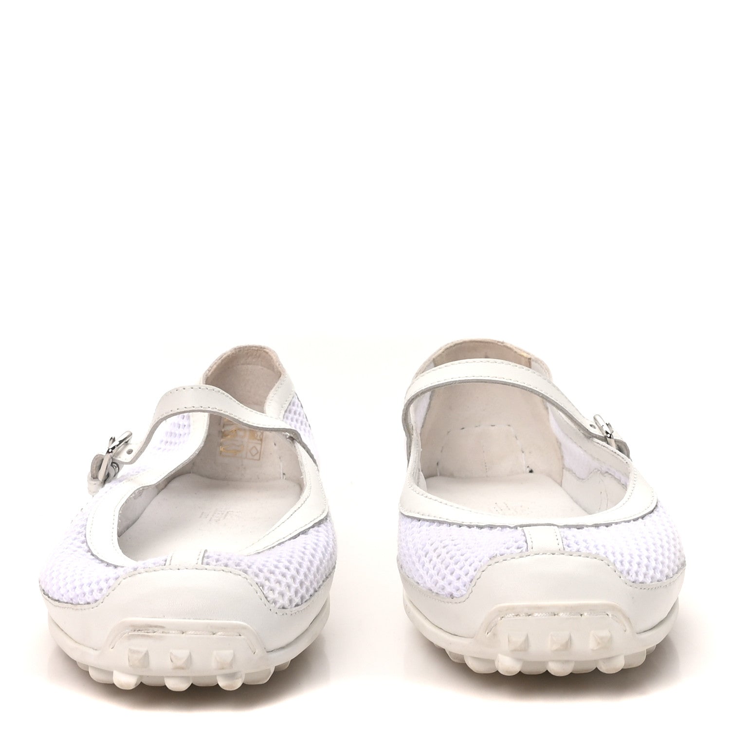 Crochet Knit Calfskin Kichu Ballet Flats 39 White