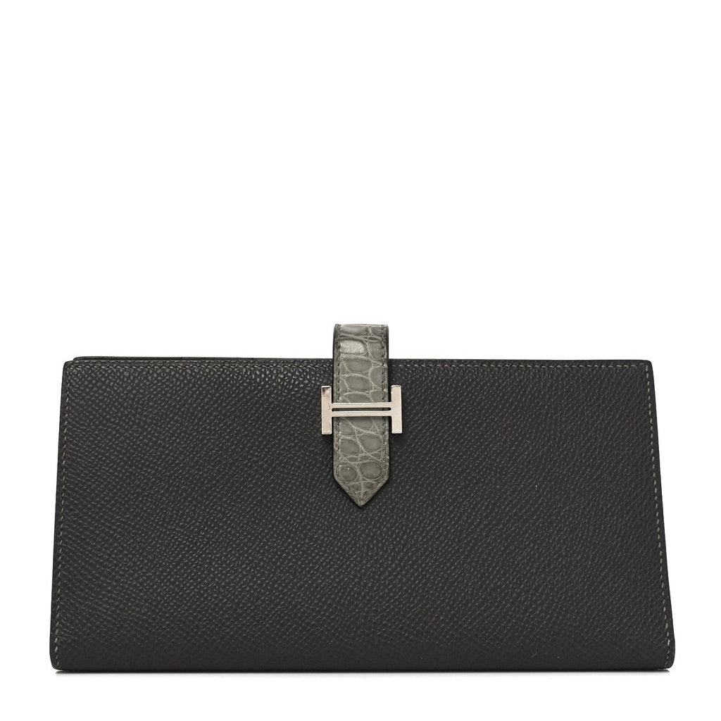 Epsom Matte Alligator Bearn Touch Gusset Wallet Graphite Gris Ciment
