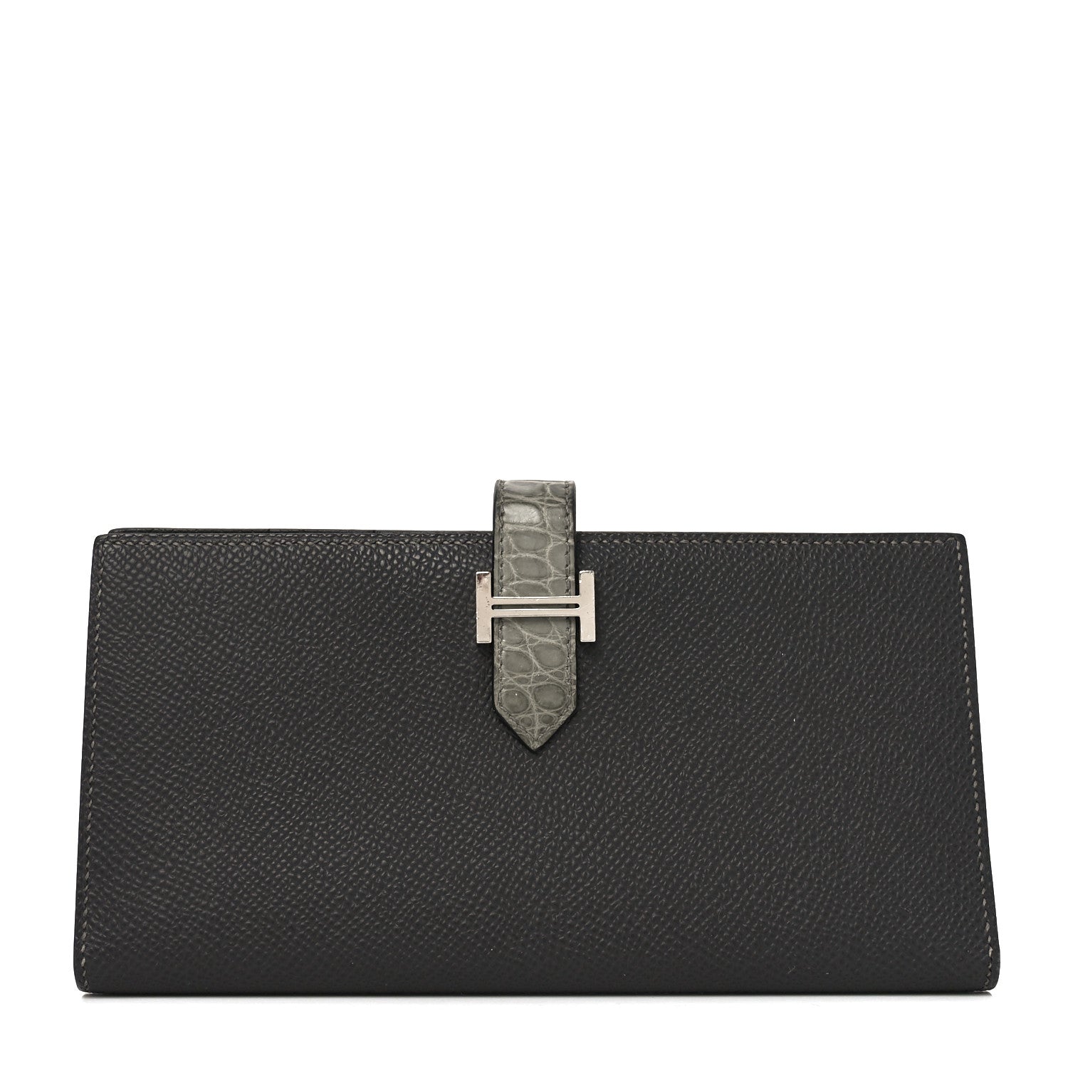 Epsom Matte Alligator Bearn Touch Gusset Wallet Graphite Gris Ciment