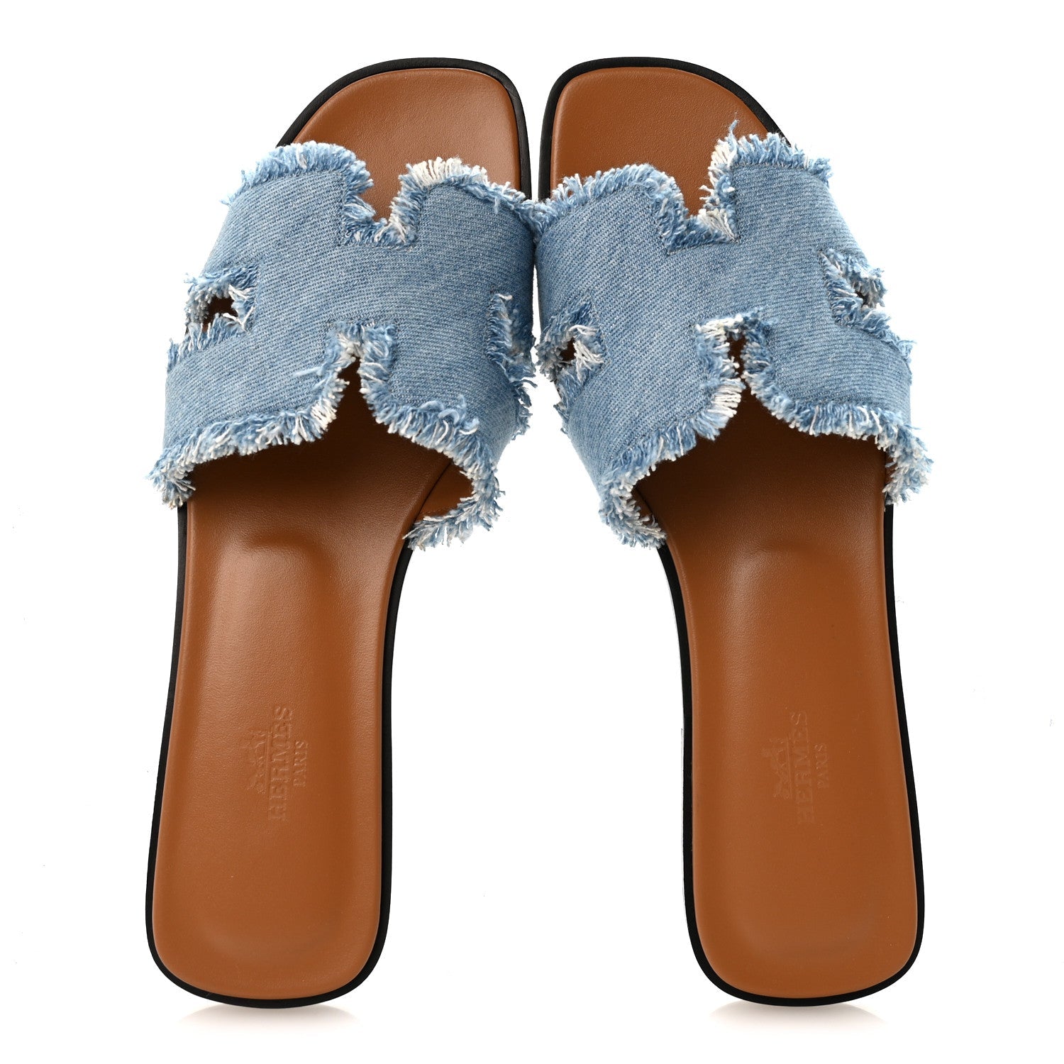 Denim Oran Fringe Sandals 40 Bleu Clair