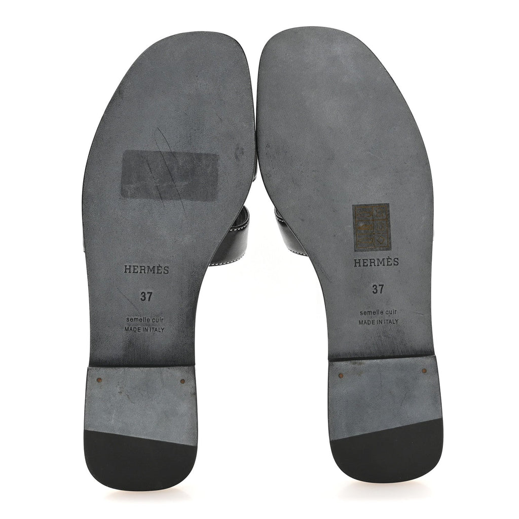 Box Calfskin Oran Sandals 37 Black
