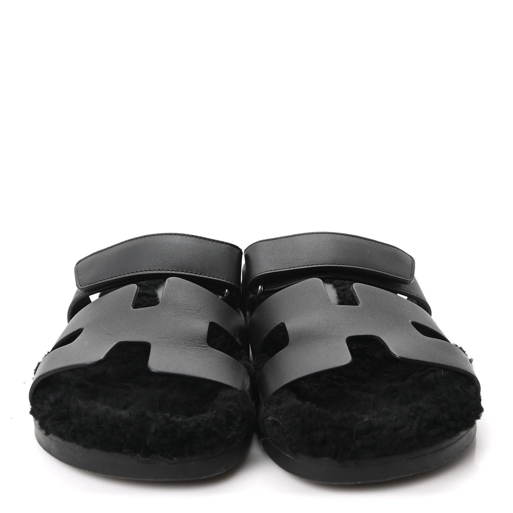 Calfskin Woolskin Womens Chypre Sandals 39 Black