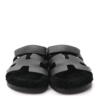 Calfskin Woolskin Womens Chypre Sandals 39 Black