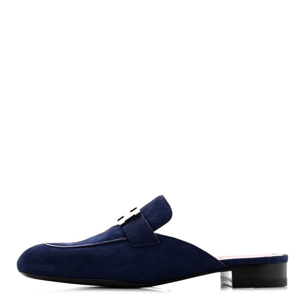 Suede Goatskin Trocadero Mule 38.5 Bleu Diplomatique