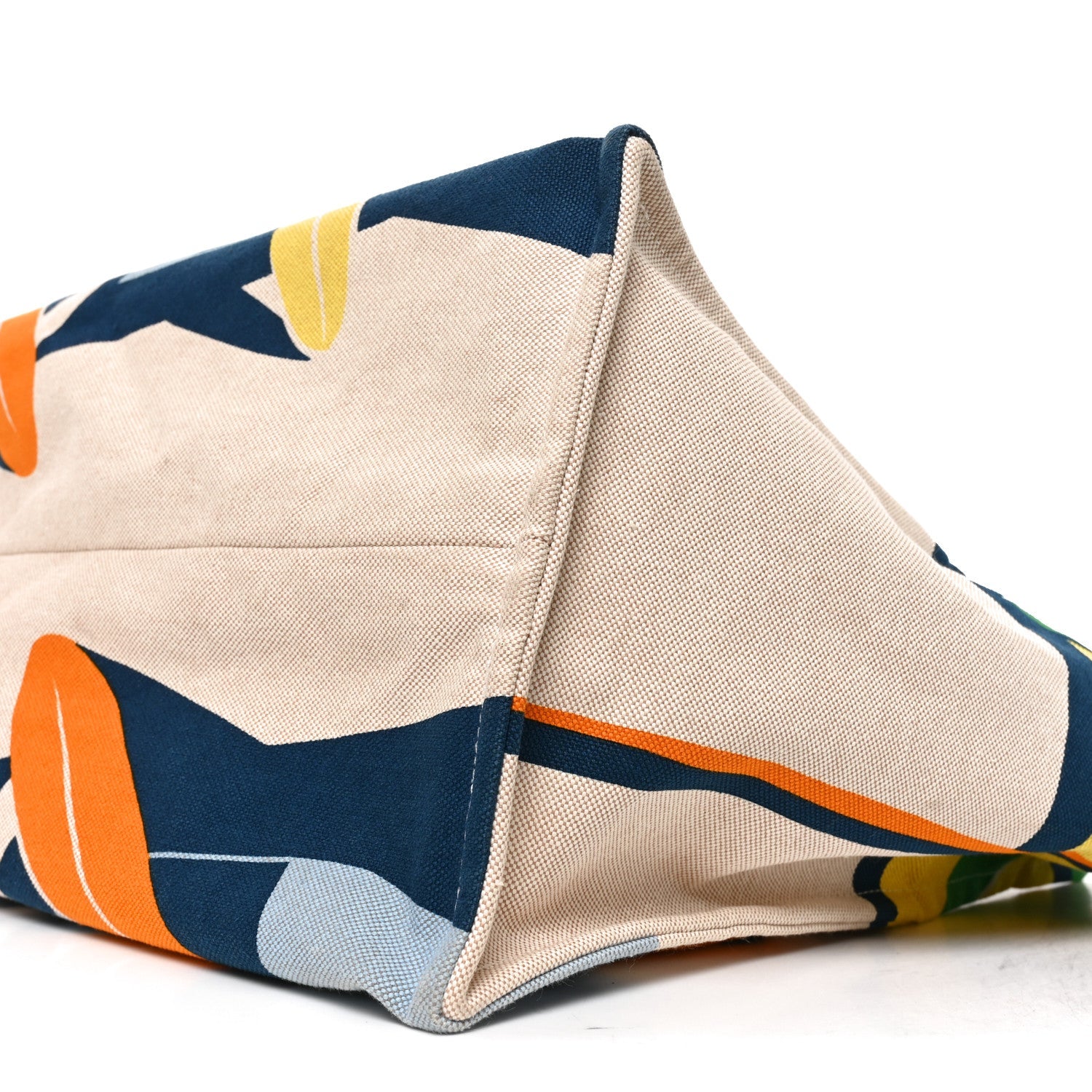 Cotton Canvas Apres la Vague Beach Bag Jaune Bleu