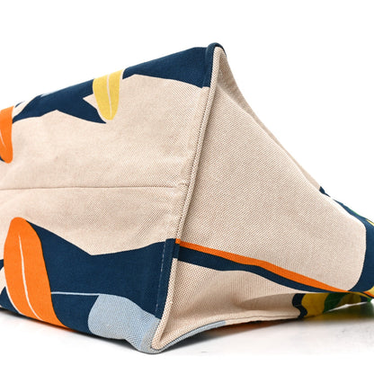 Cotton Canvas Apres la Vague Beach Bag Jaune Bleu