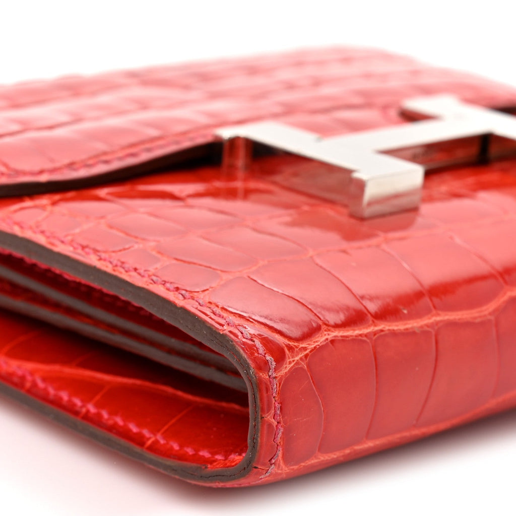 Shiny Alligator Constance Short Wallet Geranium