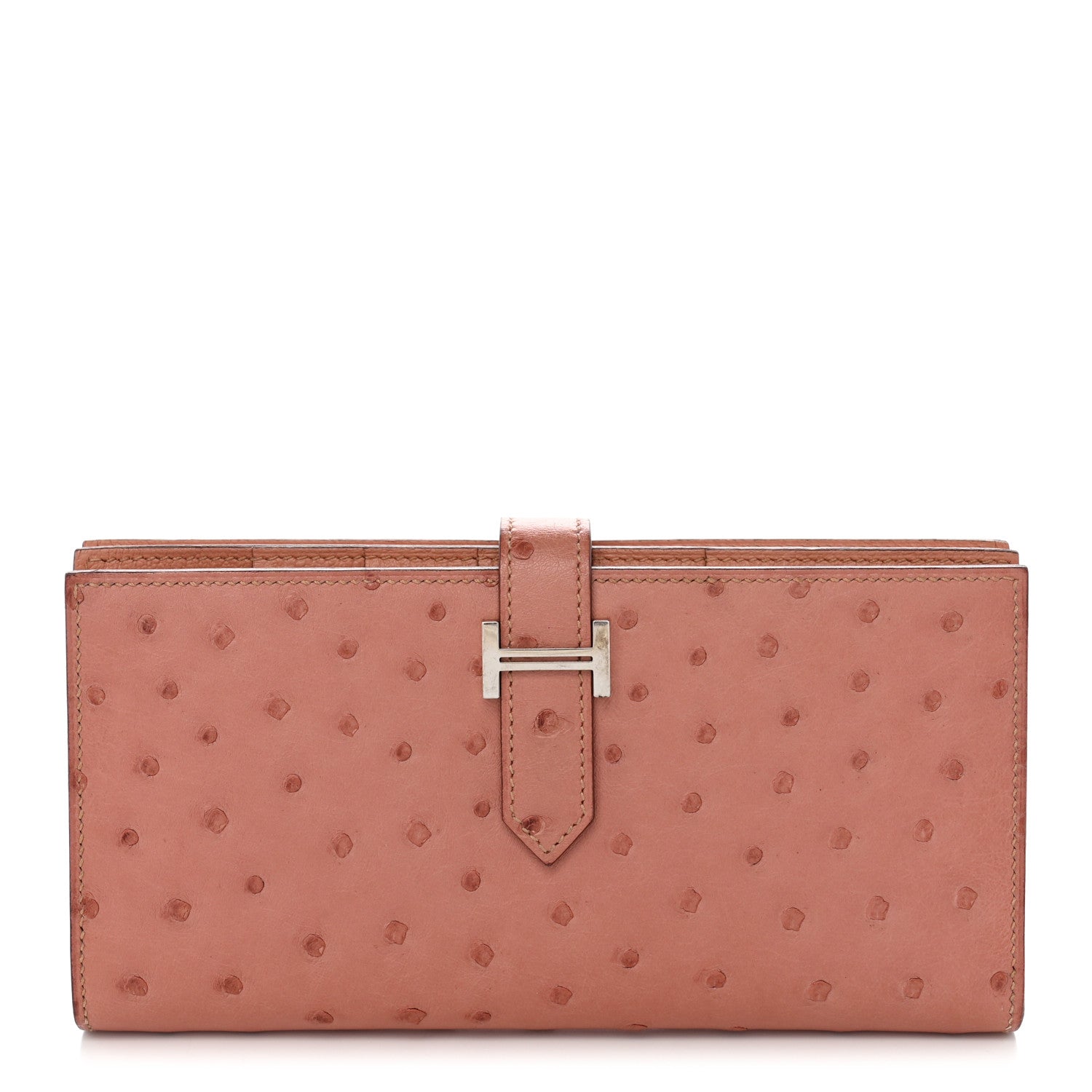 Ostrich Bearn Gusset Wallet Terre Cuite