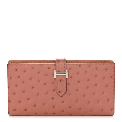 Ostrich Bearn Gusset Wallet Terre Cuite