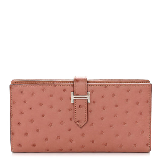 Ostrich Bearn Gusset Wallet Terre Cuite