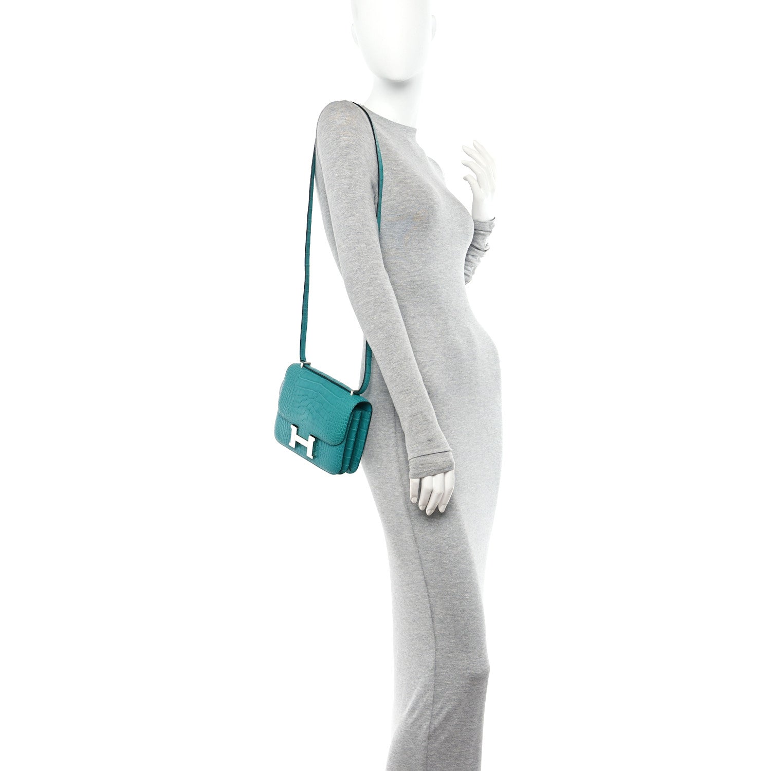 Matte Alligator Constance 18 Bleu Paon