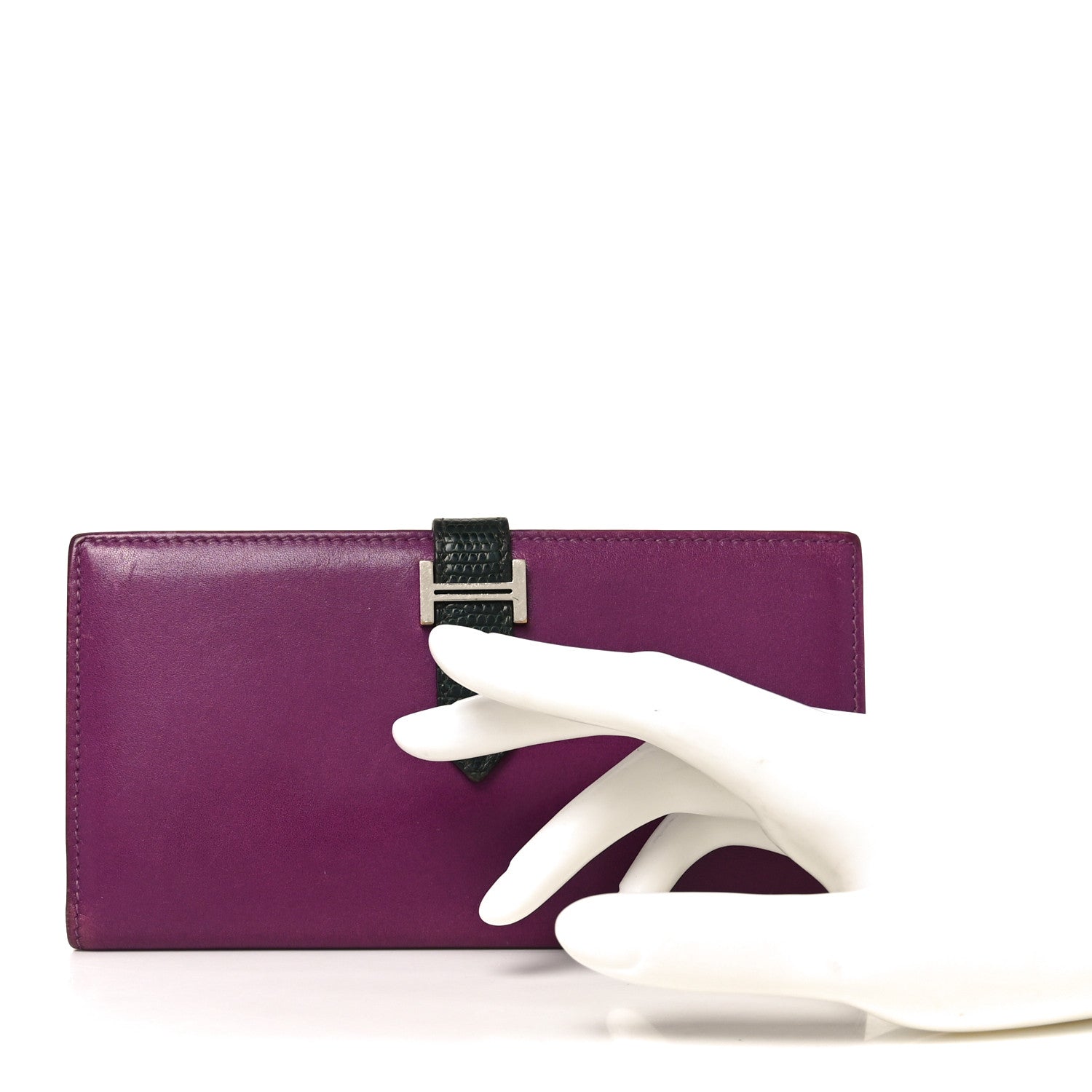 Tadelakt Lizard Bearn Gusset Wallet Anemone Vert