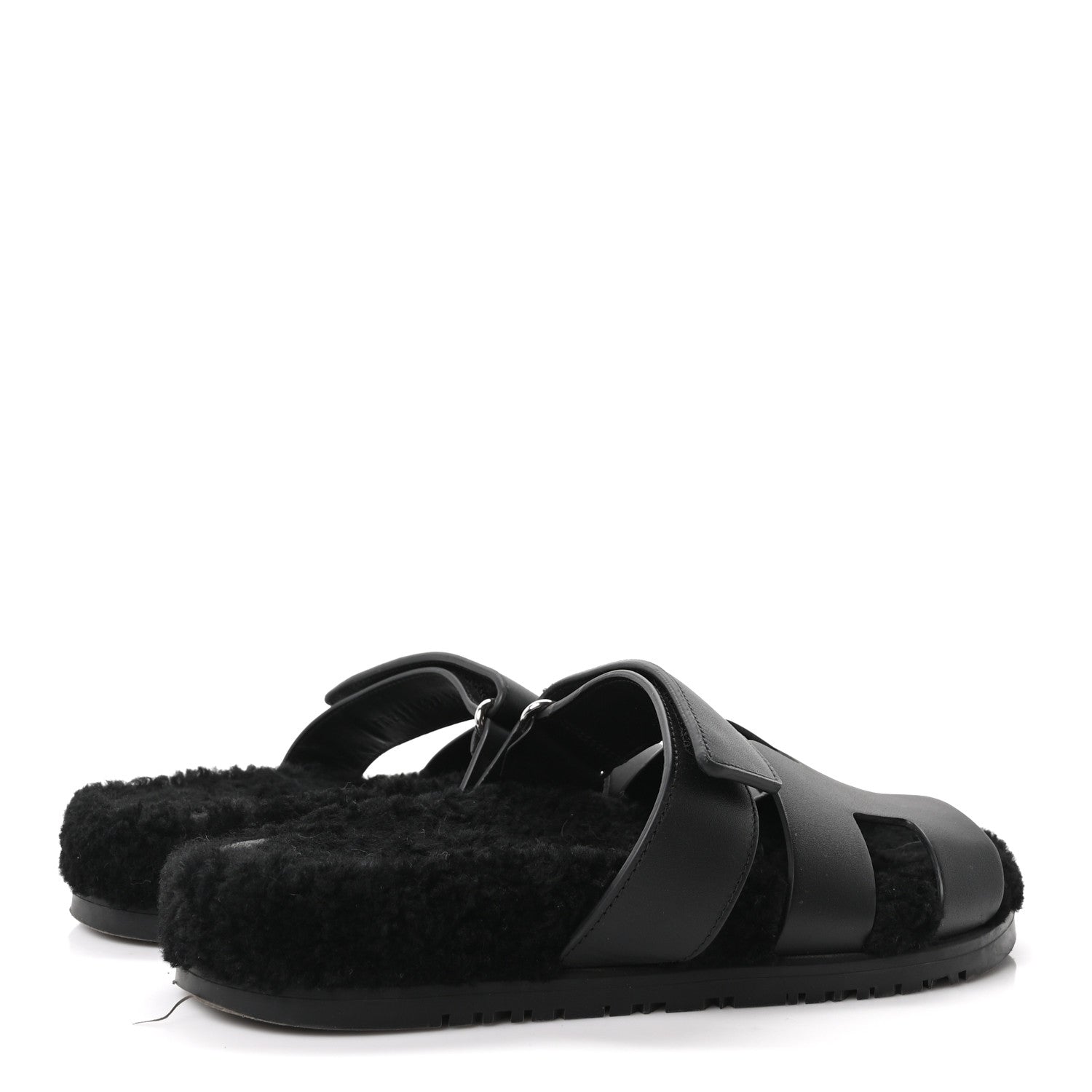 Calfskin Woolskin Womens Chypre Sandals 39 Black