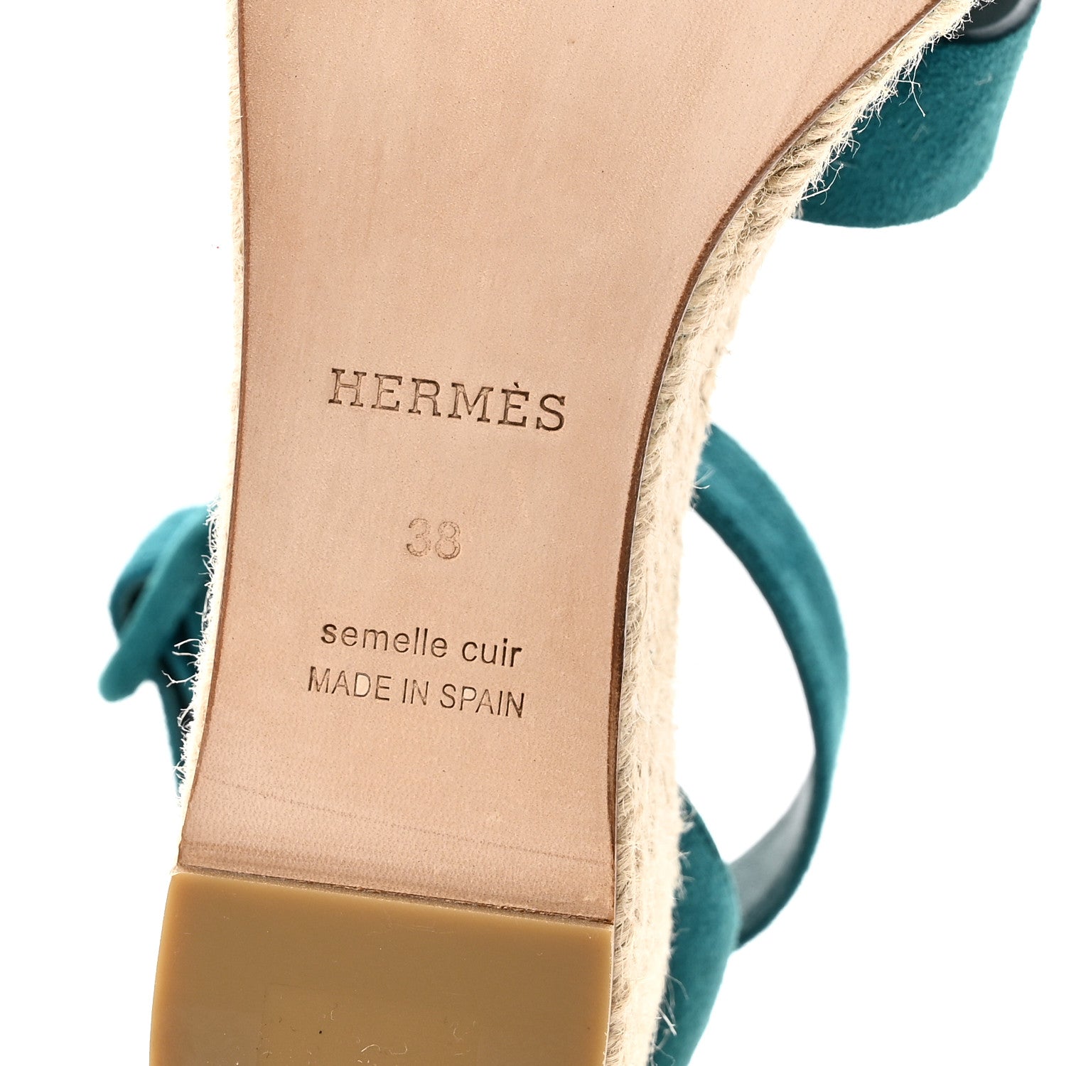 Suede Goatskin Elda Espadrille Wedge Sandals 38 Vert Oxford
