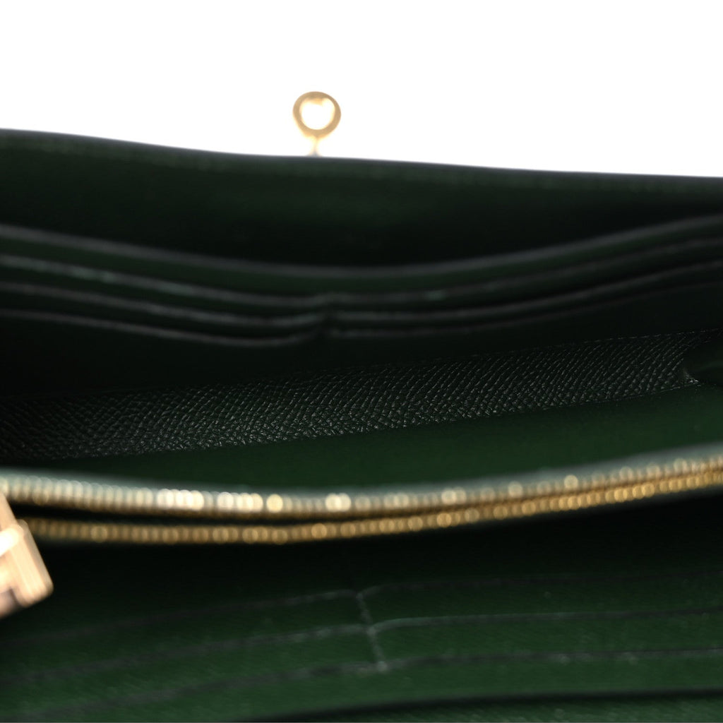 Epsom Kelly Longue Wallet Vert Anglais
