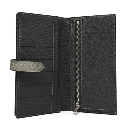 Epsom Matte Alligator Bearn Touch Gusset Wallet Graphite Gris Ciment