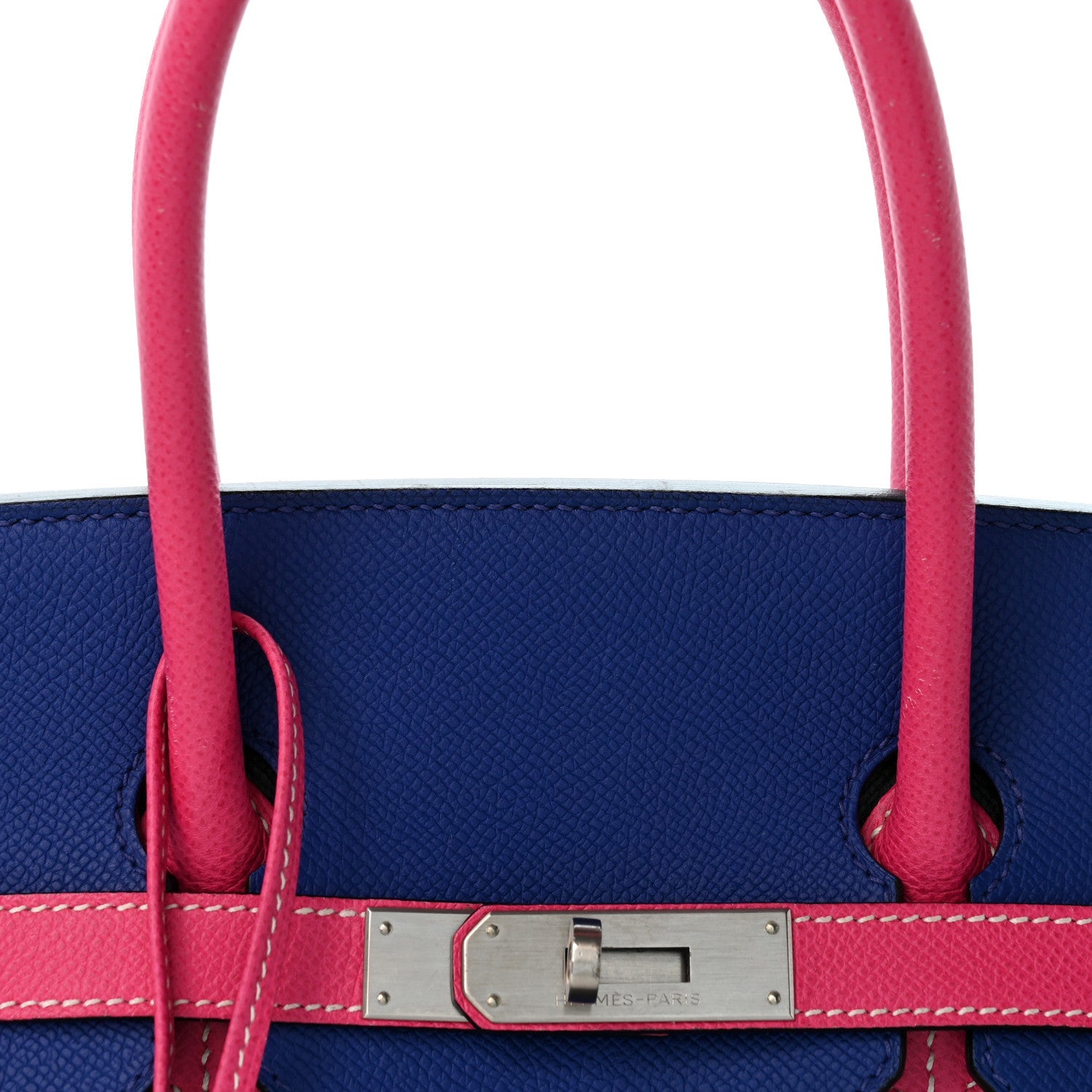 Epsom Horseshoe Birkin 35 Black Bleu Electrique Rose Tyrien
