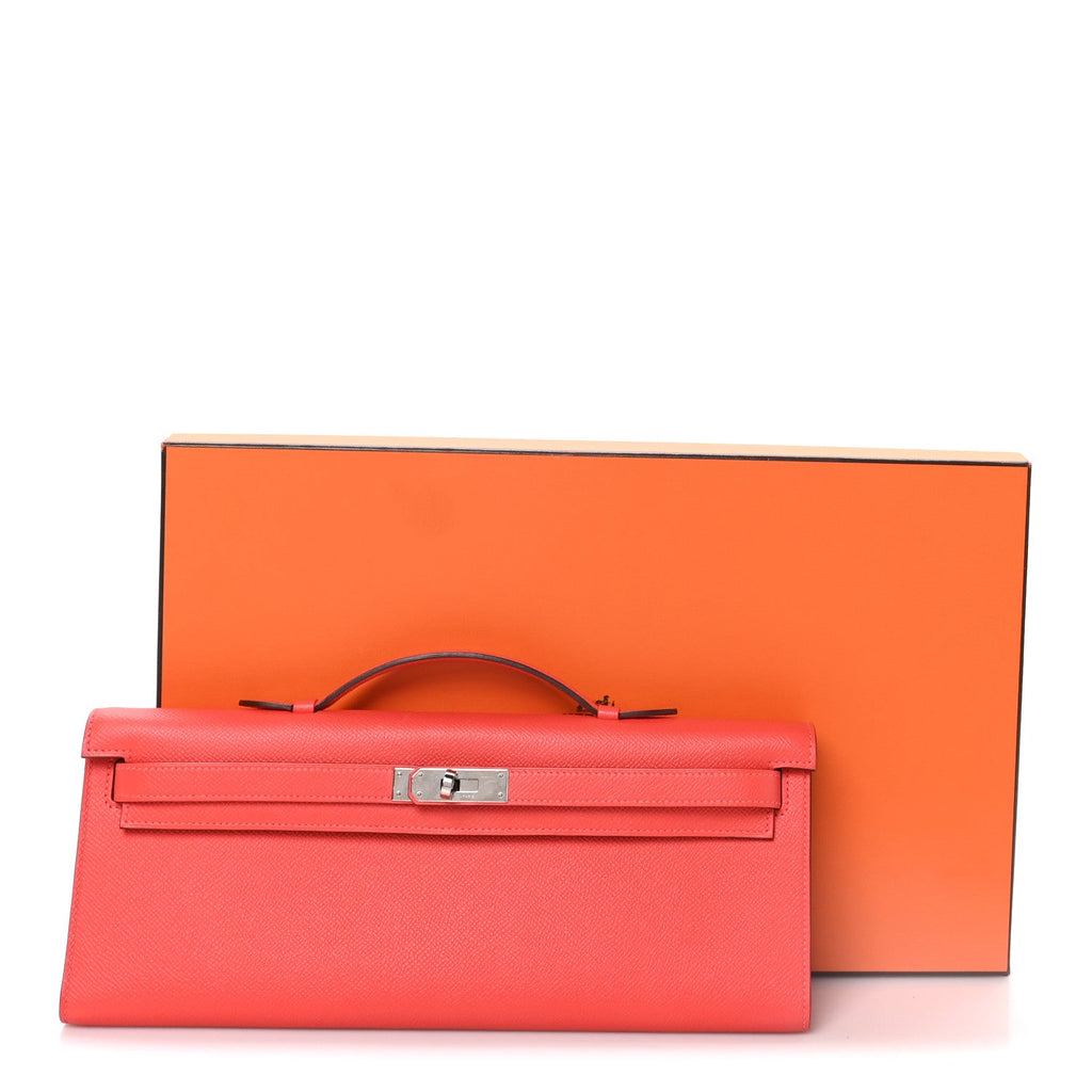 Epsom Kelly Cut Clutch Pochette Rose Jaipur