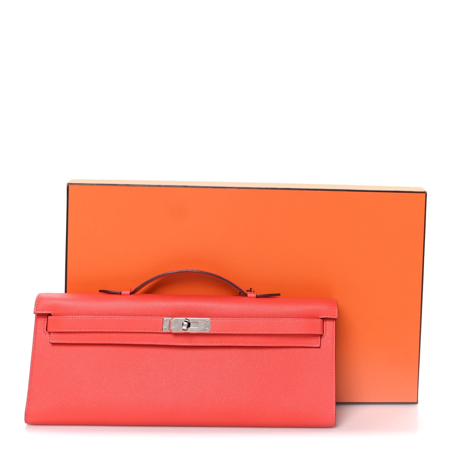 Epsom Kelly Cut Clutch Pochette Rose Jaipur