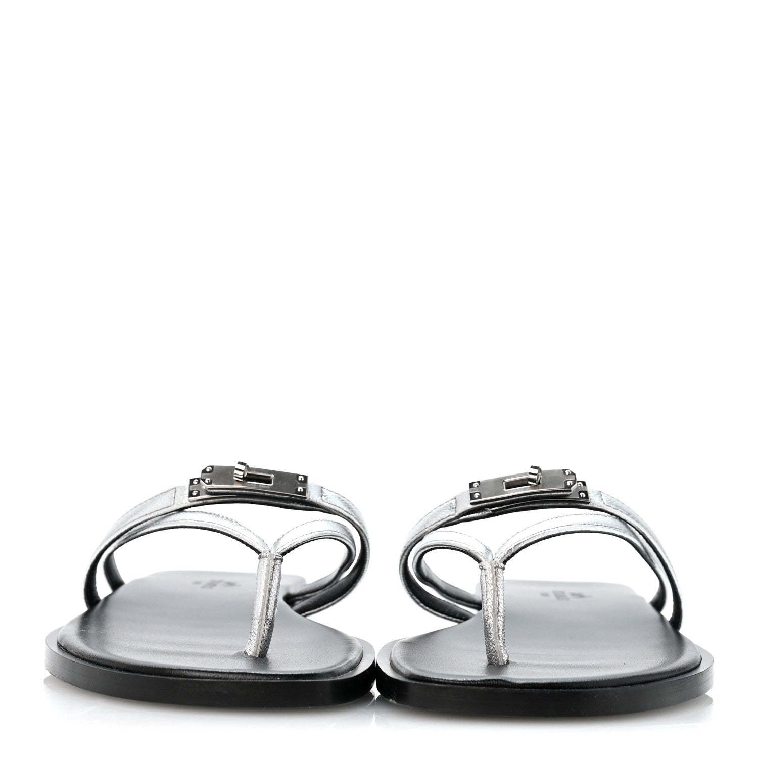 Metallic Goatskin Miss Sandals 36 Gris Argente