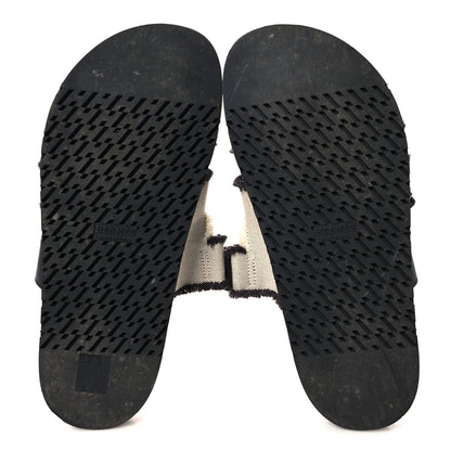 Techno Fringed H Canvas Caflskin Womens Chypre Sandals 39 Prunoir Black
