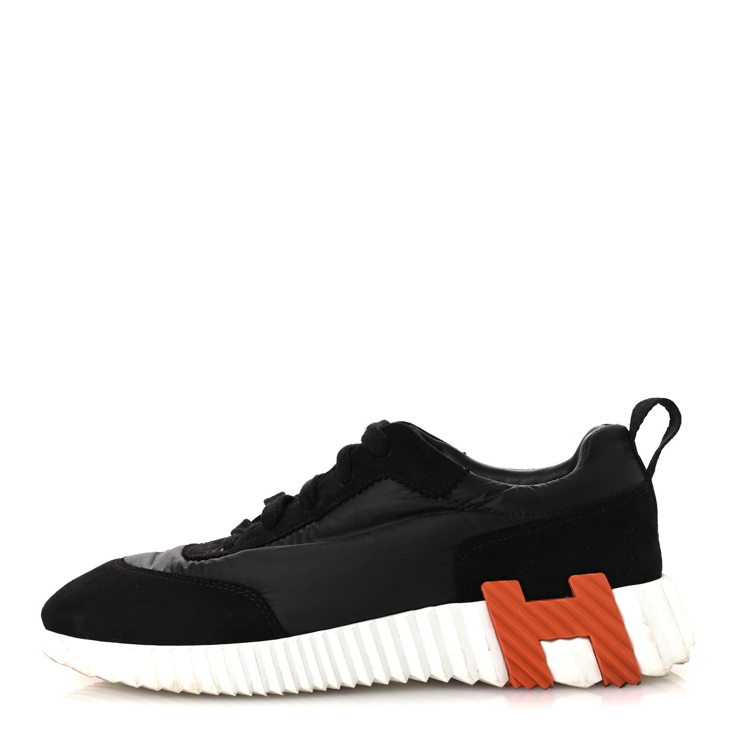 Air Mesh Suede Goatskin Bouncing Sneakers 37.5 Black Orange