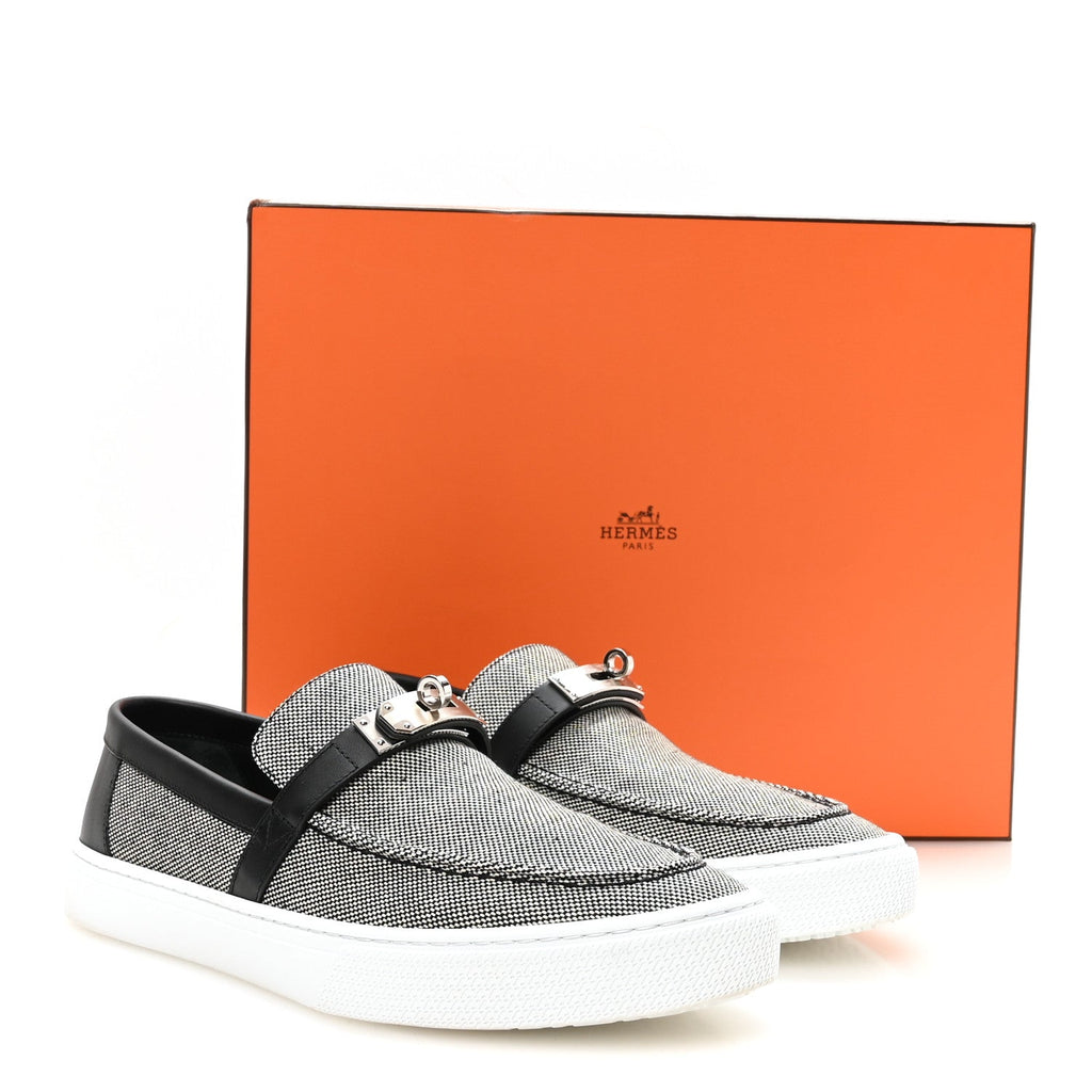 Toile De Coton Calfskin Game Slip On Sneakers 42.5 Prunoir Black