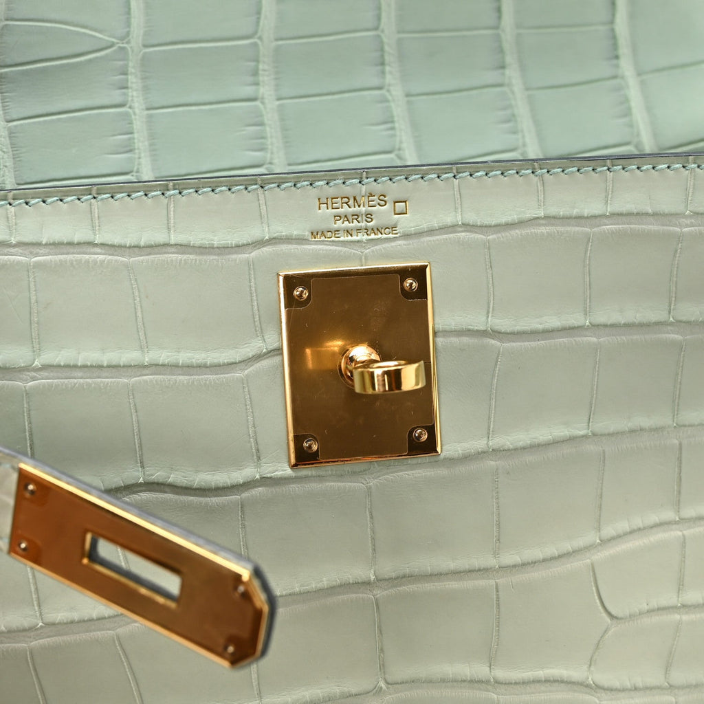 Matte Alligator Kelly Retourne 28 Vert D'eau