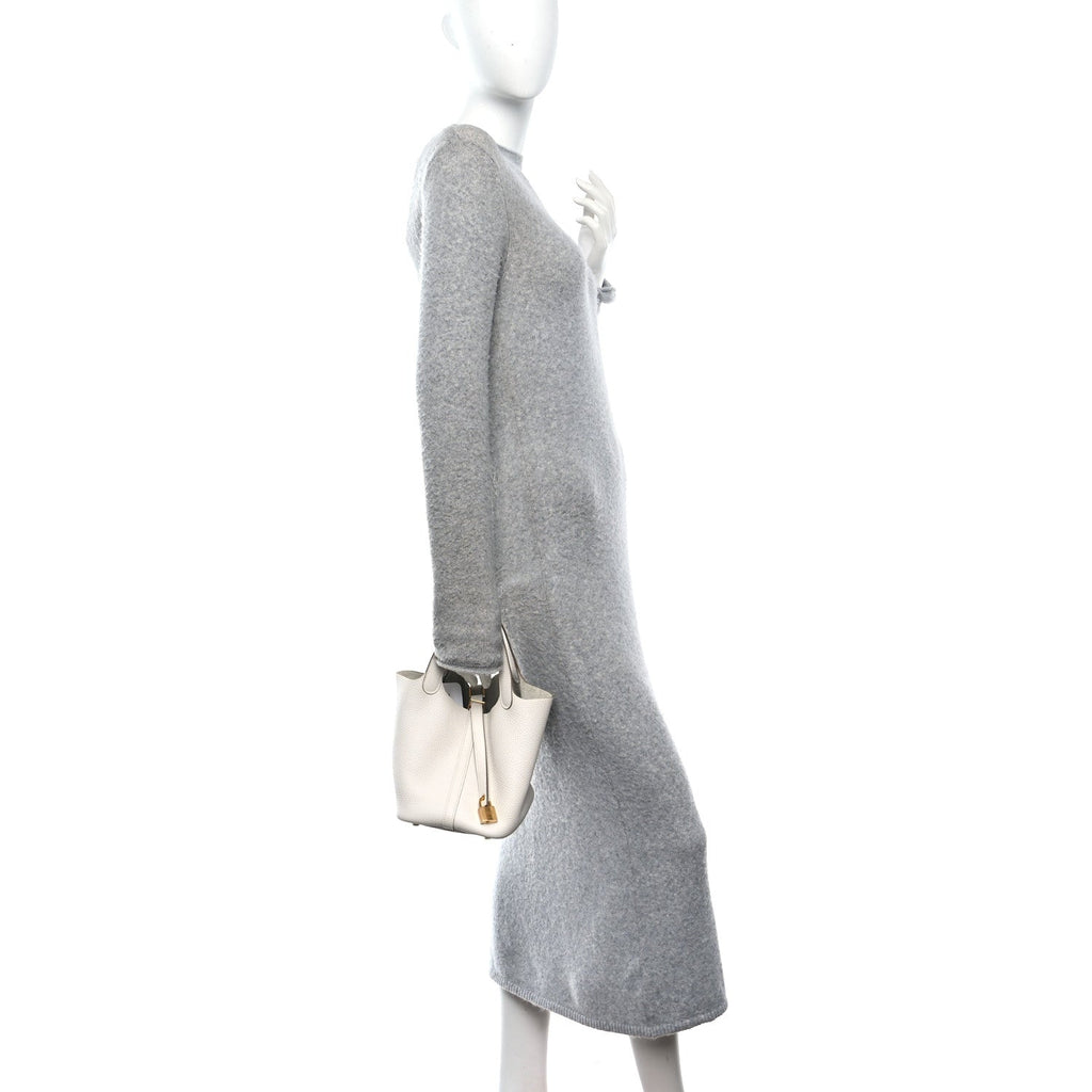 Taurillon Clemence Picotin Lock 18 PM Gris Pale