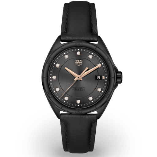 Tag Heuer Formula 1 Diamonds Black Dial Black Leather Strap Watch for Women - WBJ1417.FC8234